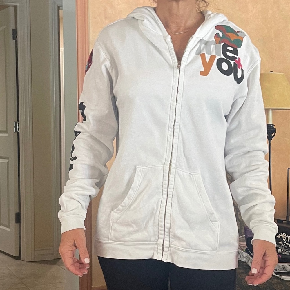 Free City White Zip up Jacket, Size 2